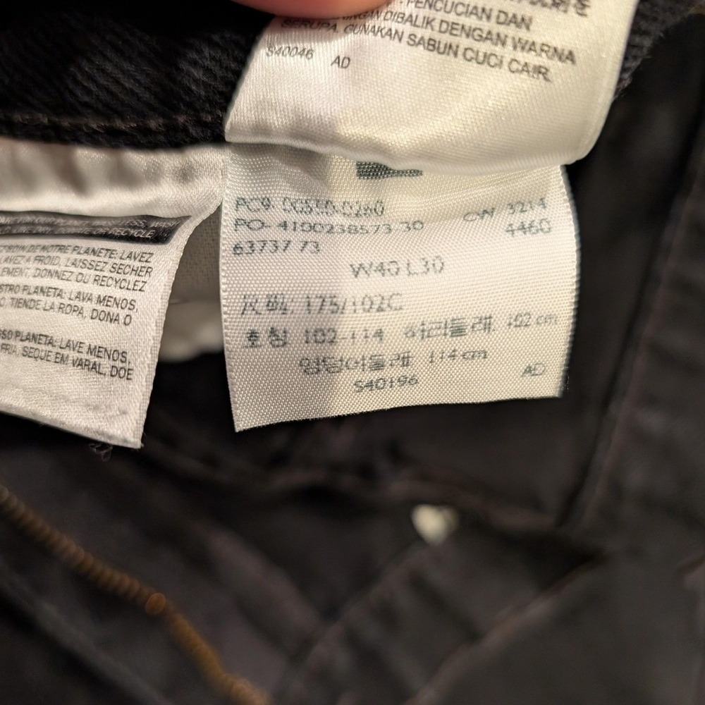 Levis 550 Jeans Mens 40x30‎ Fits 38x28 Black Denim Relaxed Tapered Leg High Rise - Picture 4 of 9